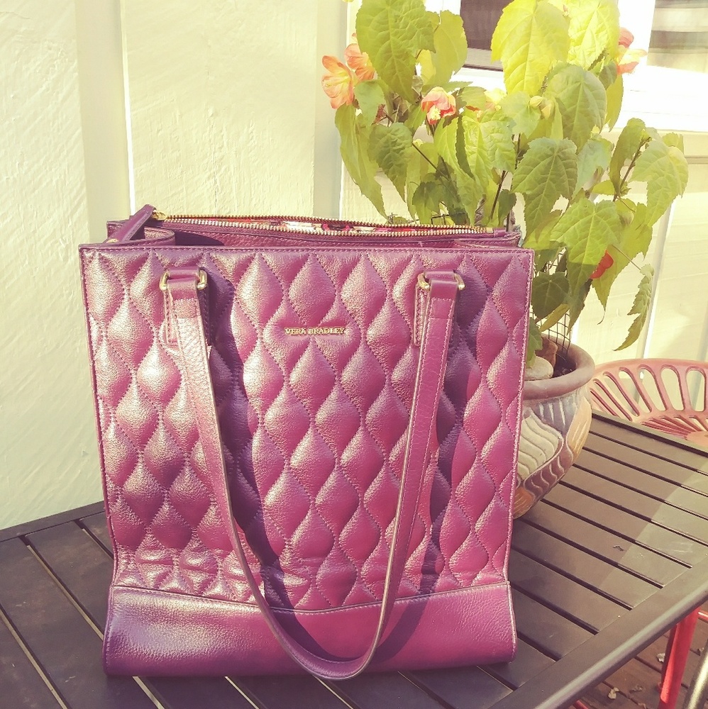 !! SOLD!! leather purple pleated Vera Bradley